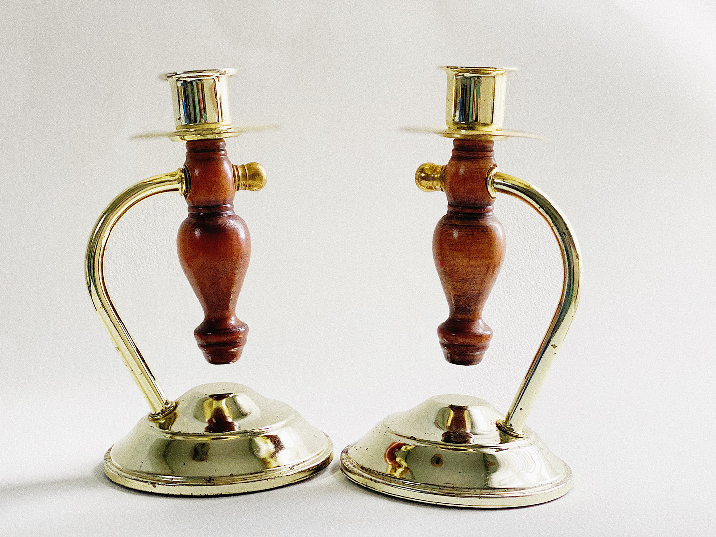 Wood & Metal Candlesticks (Pair of 2)