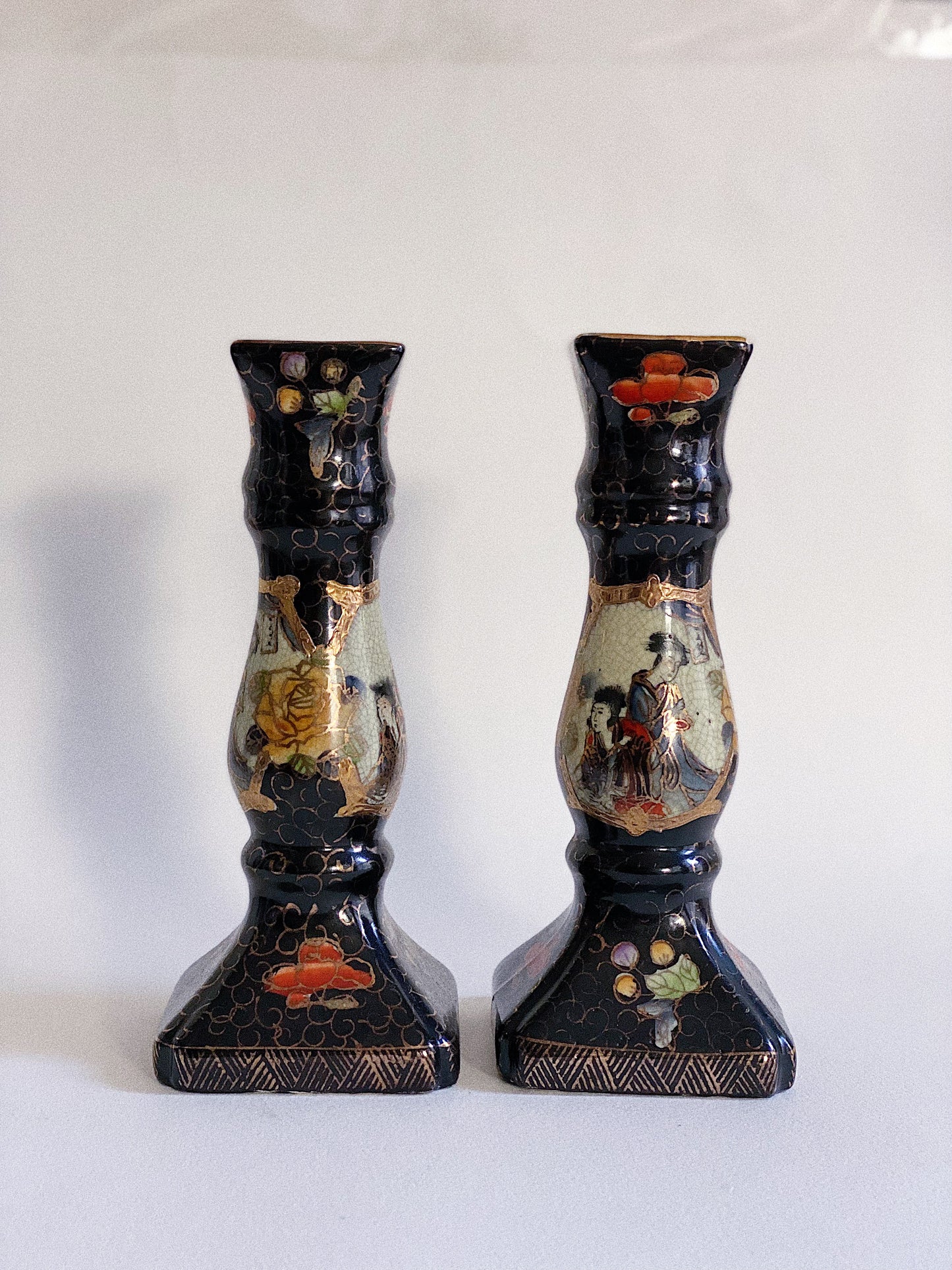 Handmade Porcelain Chinese Candlesticks (Set of 2)