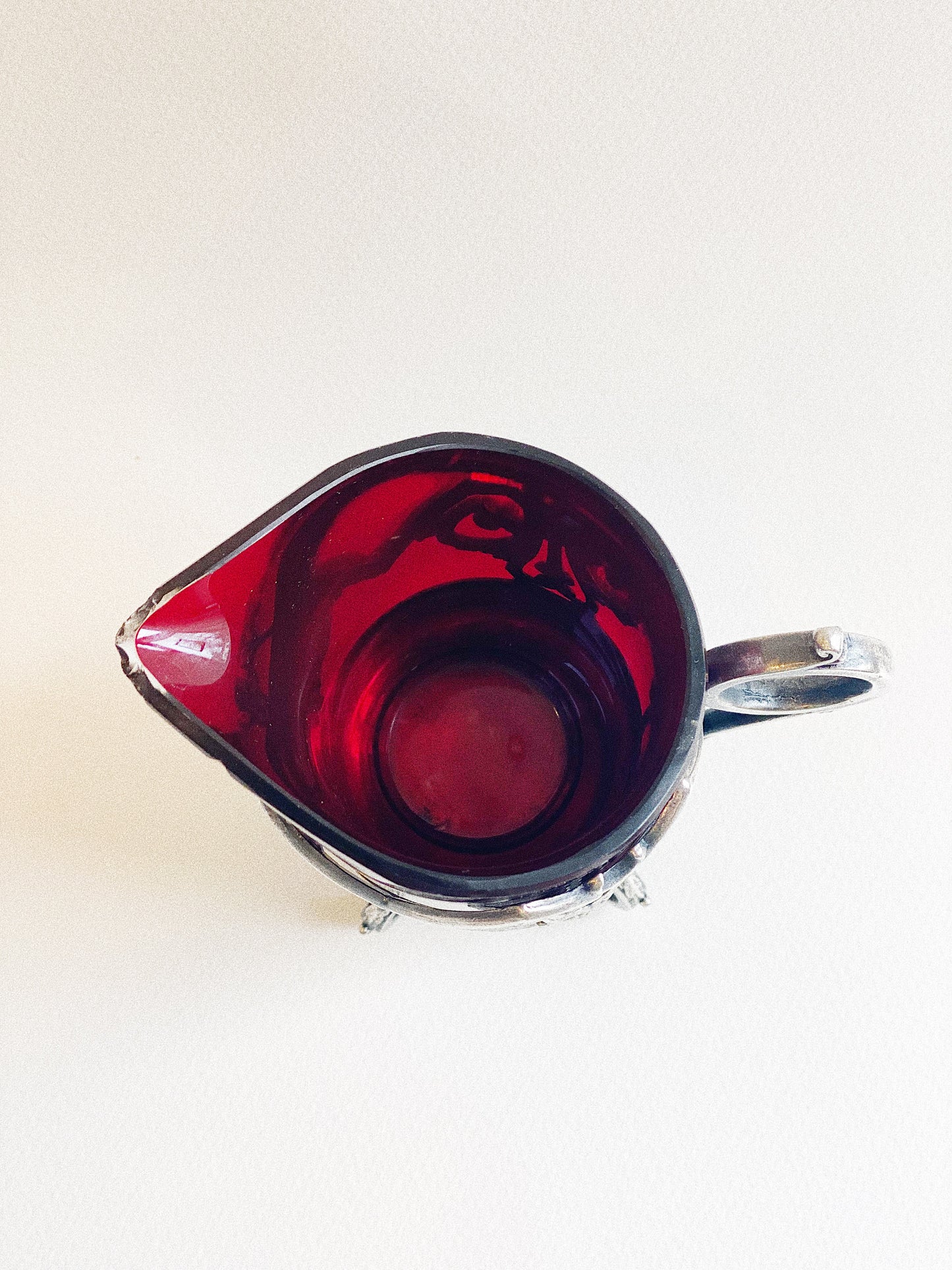 Victorian Ruby Red & Silver Creamer