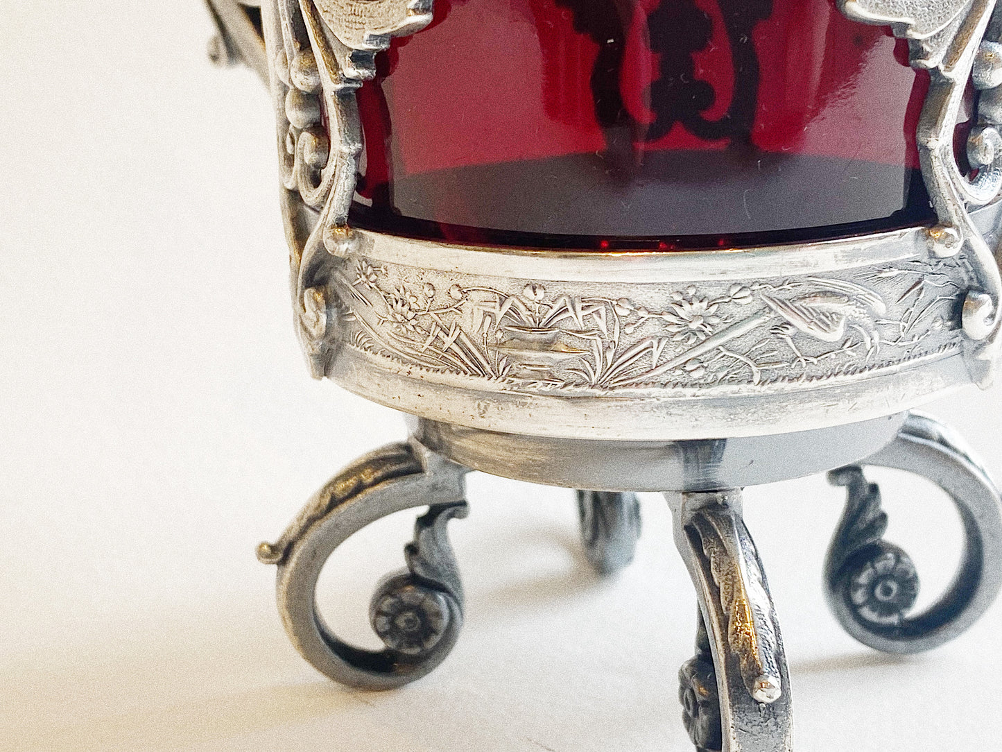 Victorian Ruby Red & Silver Creamer