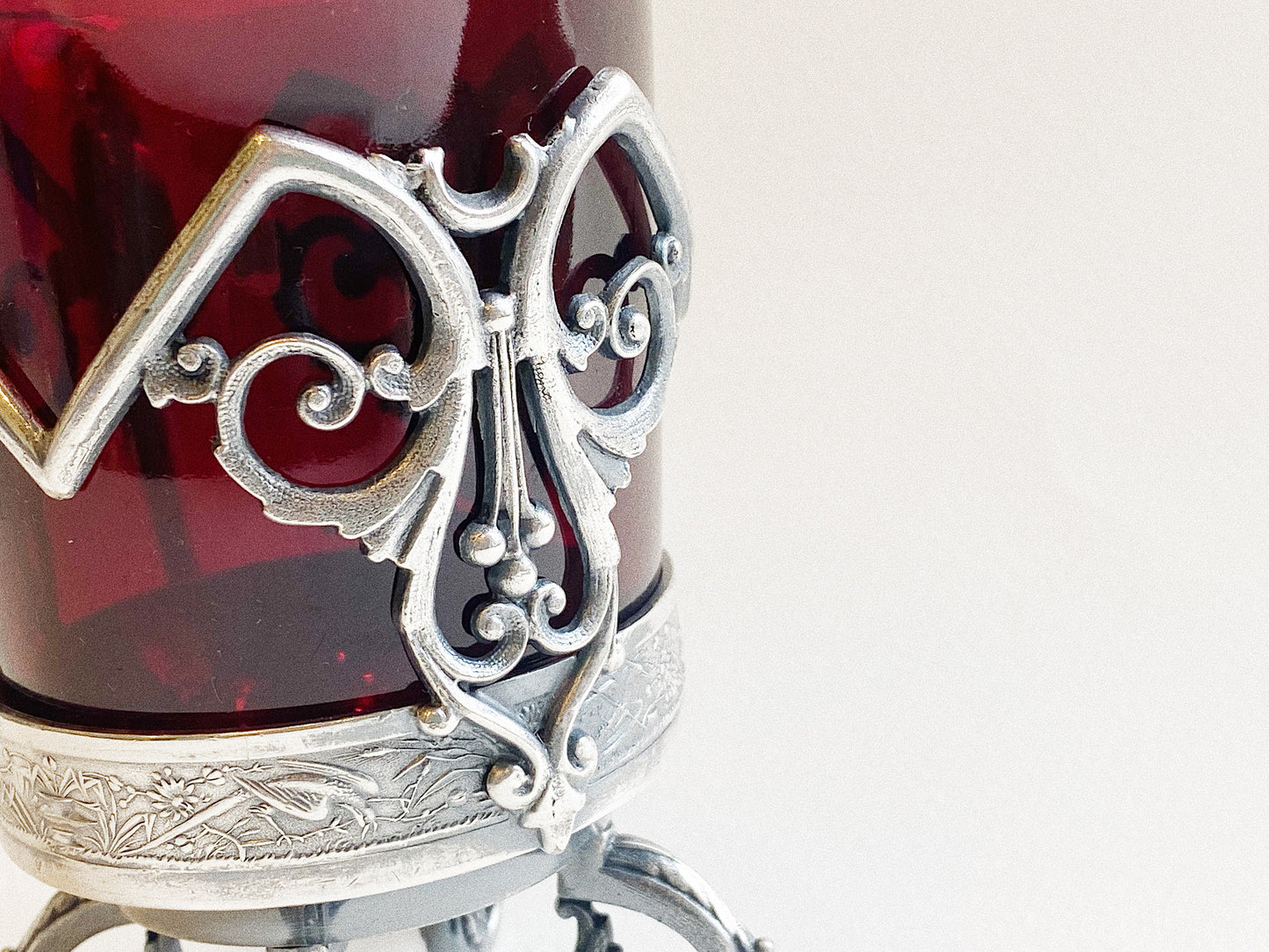 Victorian Ruby Red & Silver Creamer